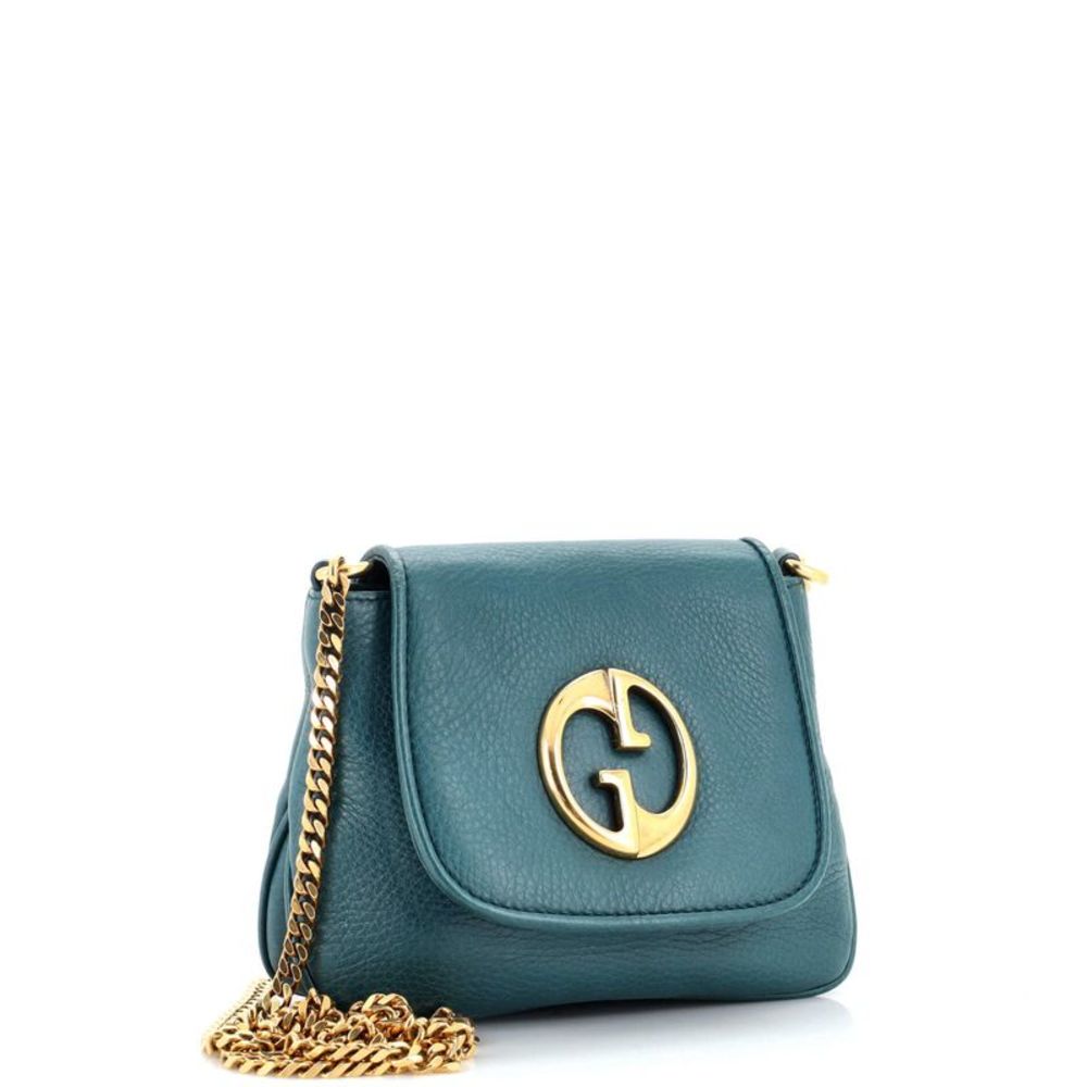 Gucci 1973 Chain Shoulder Bag Leather Small Blue - Picture 2 of 10